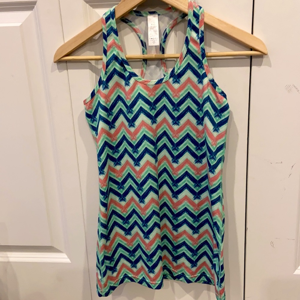 Ivivva Green, Blue & Pink Zigzag Racerback Tank Top